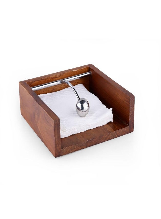 Crystal Premium Teak Wood Napkin/Tissue Paper Holder with Weight | Ideal for Kitchen, Home, Dining Table, Restaurant | Handcrafted and Stylish - Image 1