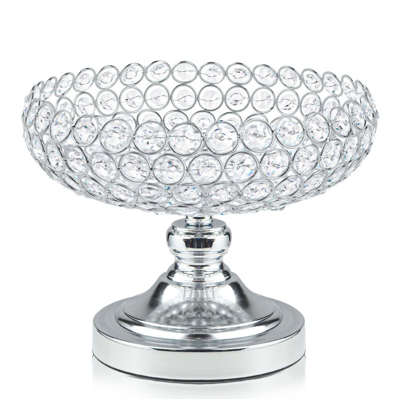 kolnlala 1 Pack Crystal Fruit Bowl for Table Centerpiece (silvery bowl) - Image 1