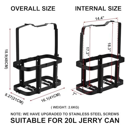 Mayouko Lockable Jerry Gas Can Holder Rack, 5 Gallon / 20 Liter Steel Jerry Can Mount Brackets, Metal Fuel & Gasolina Container, Detachable Carrier Mount, Only Holder Rack, Gas Can not Included - Image 2