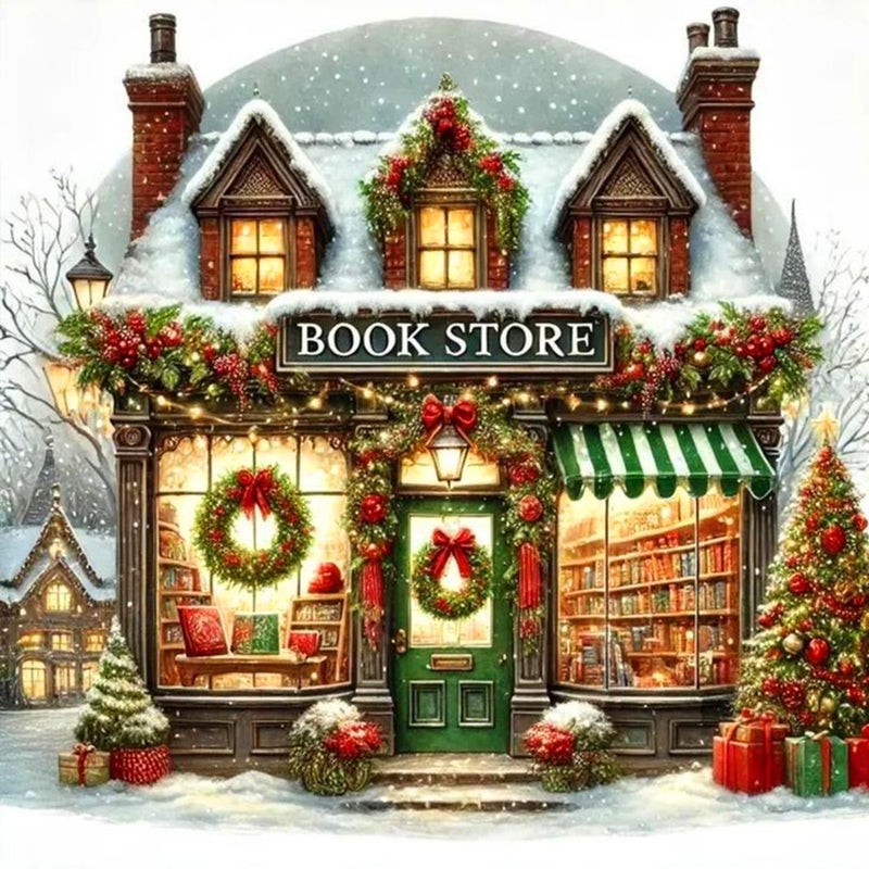 Ekuxom Bookstore Diamond Art Kits for Adults 5D Christmas Diamond Painting Kit for AdultDIY Diamond Dot Gem Art for Crafts Home Wall Decor Gift 14x14inch - Image 2