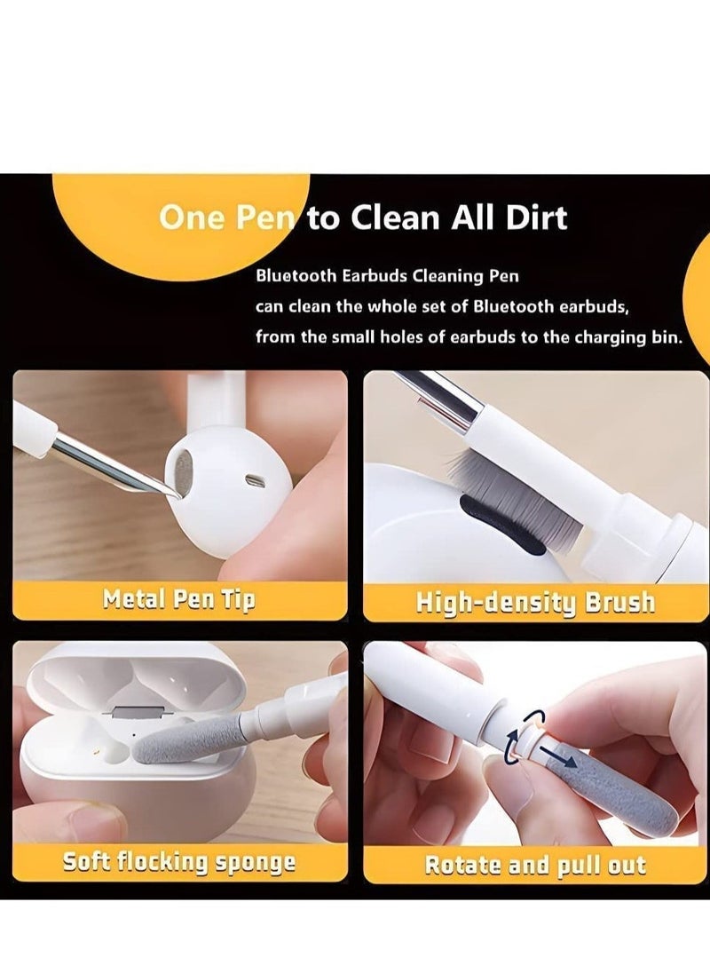 ELTRAZONE - Bluetooth Earbuds Cleaning Pen,3 in 1 Earphones Cleaner 360°Earbuds Cleaning Pen Kit, Multifunctional Portable Cleaning Dust Removal Brush Pen for Phone PC Laptop Air-pods Camera Lens - Image 1