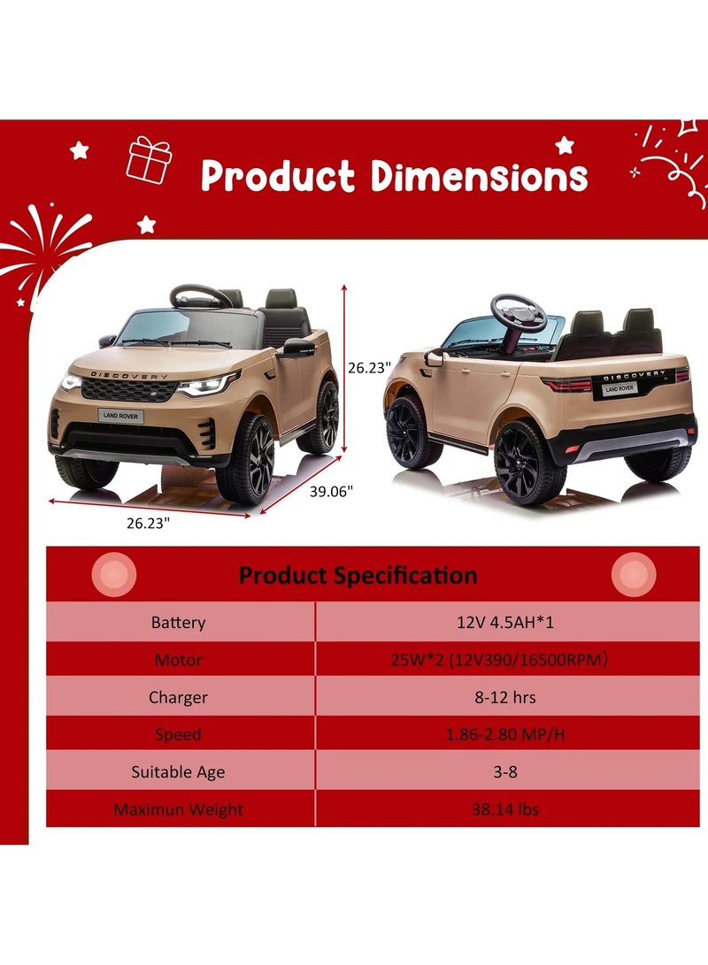 لاند روفر سيارة دفع رباعي كهربائية ١٢ فولت للأطفال مزودة بمحرك مزدوج وجهاز تحكم عن بعد وأضواء - مثالية للأعمار من ٣ إلى ٨ سنوات - Image 4