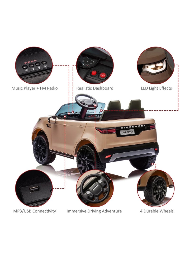 لاند روفر سيارة دفع رباعي كهربائية ١٢ فولت للأطفال مزودة بمحرك مزدوج وجهاز تحكم عن بعد وأضواء - مثالية للأعمار من ٣ إلى ٨ سنوات - Image 3