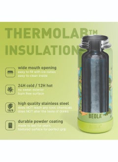 BEOLA 550ml Kids Water Bottle 18/8 Stainless Steel Double Wall Insulated Thermos Bottle with Straw Lid and Wide Mouth, Hot Cold Liquids Sports School Bottle (19oz,Dino Dreams)  - Image 4