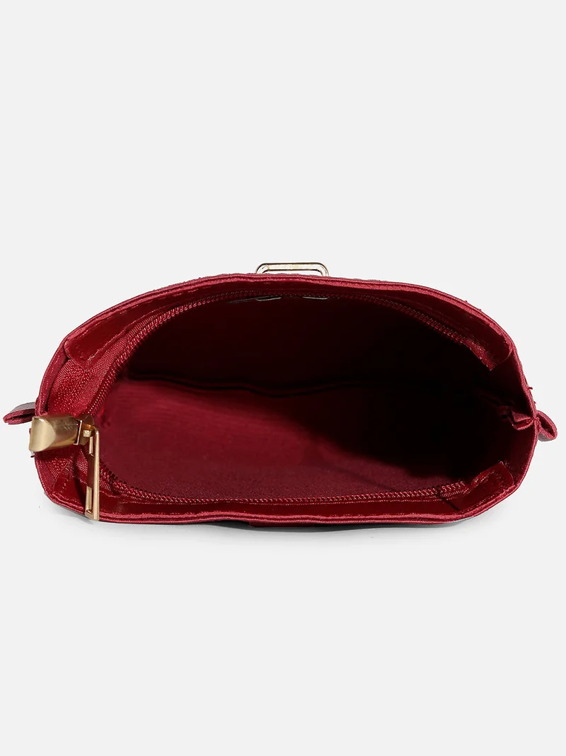 Haute Sauce Daisy Maroon Cross Body Bag