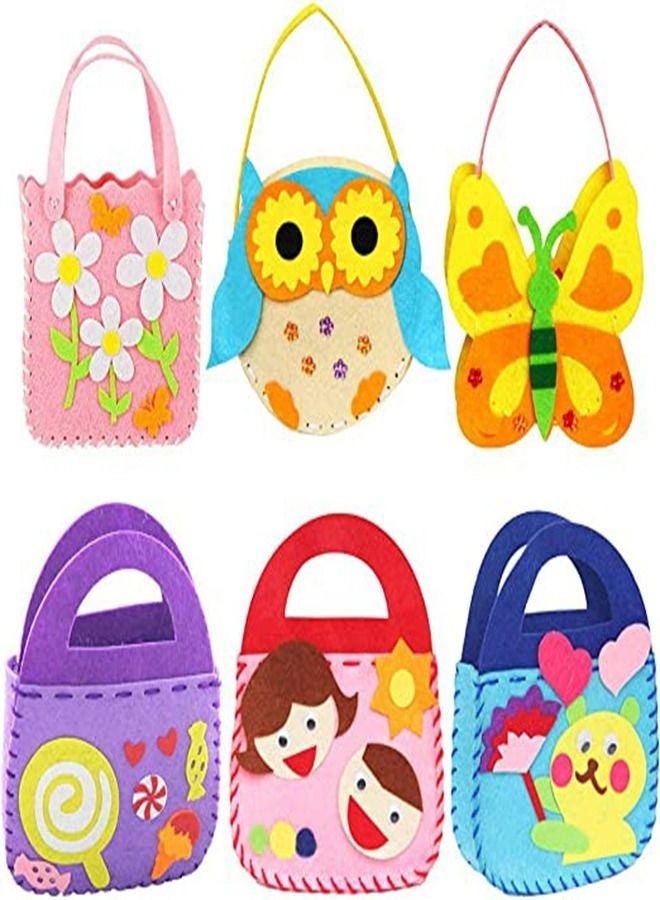 Childrens Sewing Kits for Beginners 6 Pack Children Sewing Kit, Kids Beginners Felt Craft Kit Fabric DIY Crafts Handbag, 6 Patterns  - Image 1