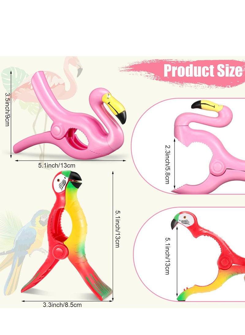 Cobest Cute Animal Beach Towel Clips - 6 Pack Parrot & Flamingo Style Windproof Clips for Towels, Blankets, and Quilts - Perfect for Family, Outdoor Activities, Beach Days, and Parties. - Image 5