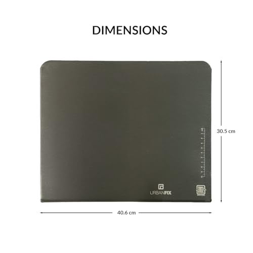 URBANFIX Stainless Steel Chopping Board with Lip for Kitchen| Non Slip Rust Proof Counter top| Easy to use| Round Edge| for Cutting Vegetables, Meat,Fish,Fruits | Medium | 35 x 30 cm - Image 2
