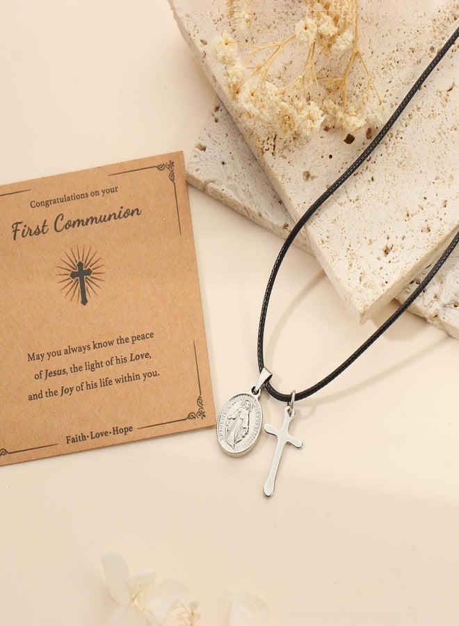 AULSIEY First Communion Gifts for Boys, 1st Communion Gifts for Son Grandson,First Communion Necklaces for Christian Catholic 1st First Communion Favors -Communion - Image 3