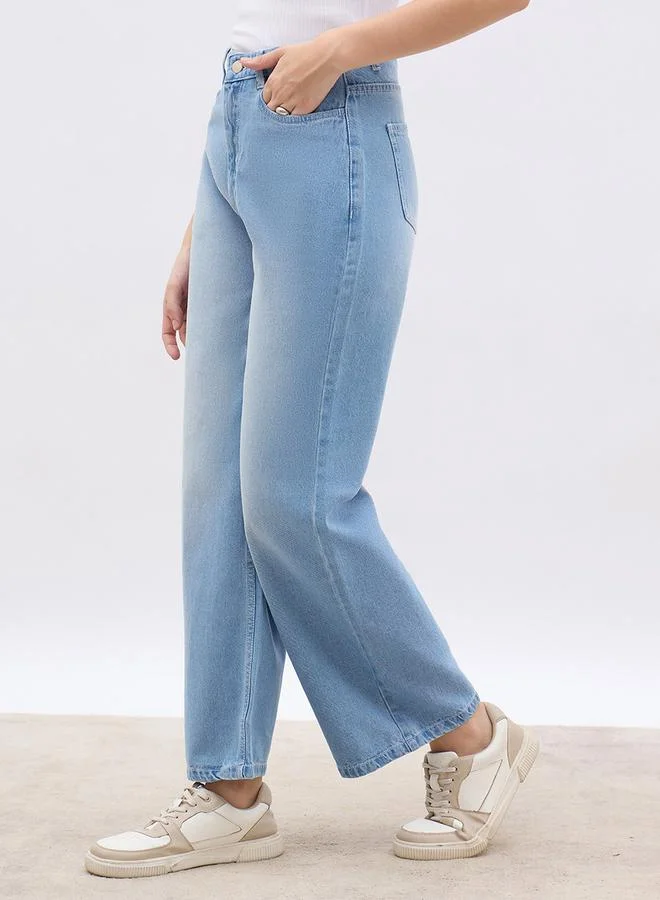 Styli Styli Women High Rise Faded Wide Leg Jeans