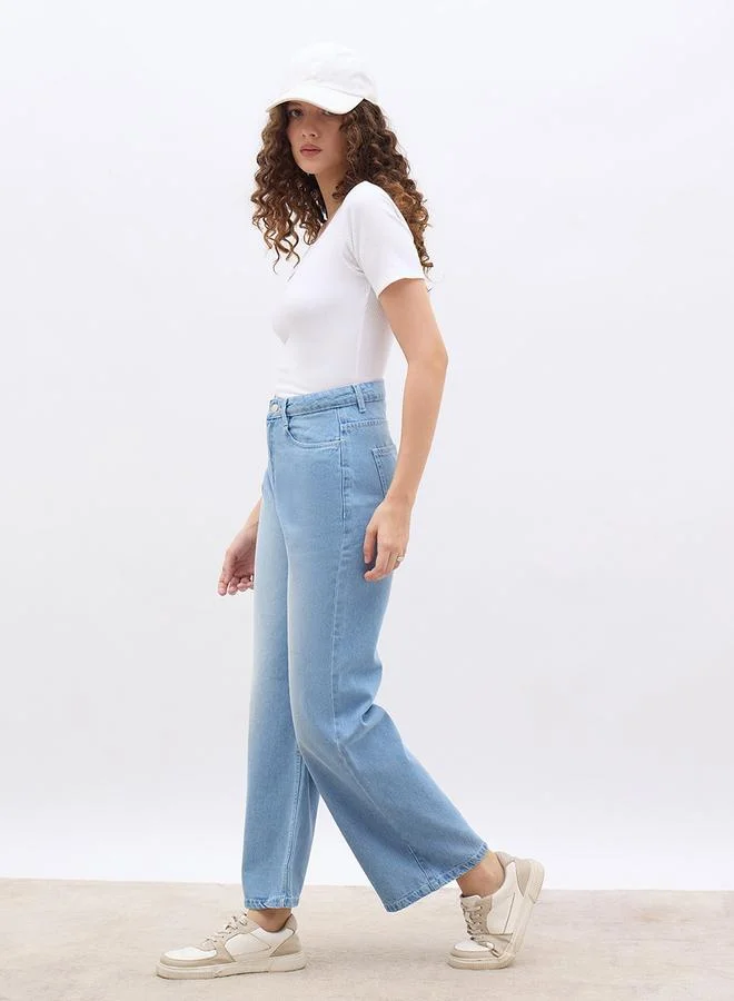 Styli Styli Women High Rise Faded Wide Leg Jeans