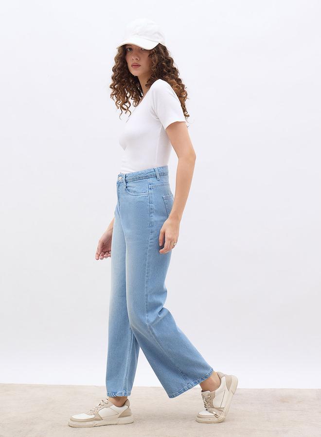 Styli Women High Rise Faded Wide Leg Jeans - Image 5