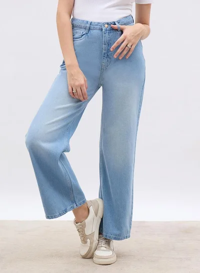 Styli Styli Women High Rise Faded Wide Leg Jeans