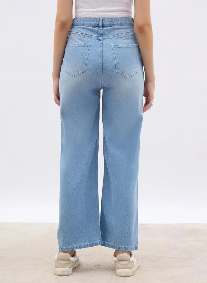Styli Styli Women High Rise Faded Wide Leg Jeans