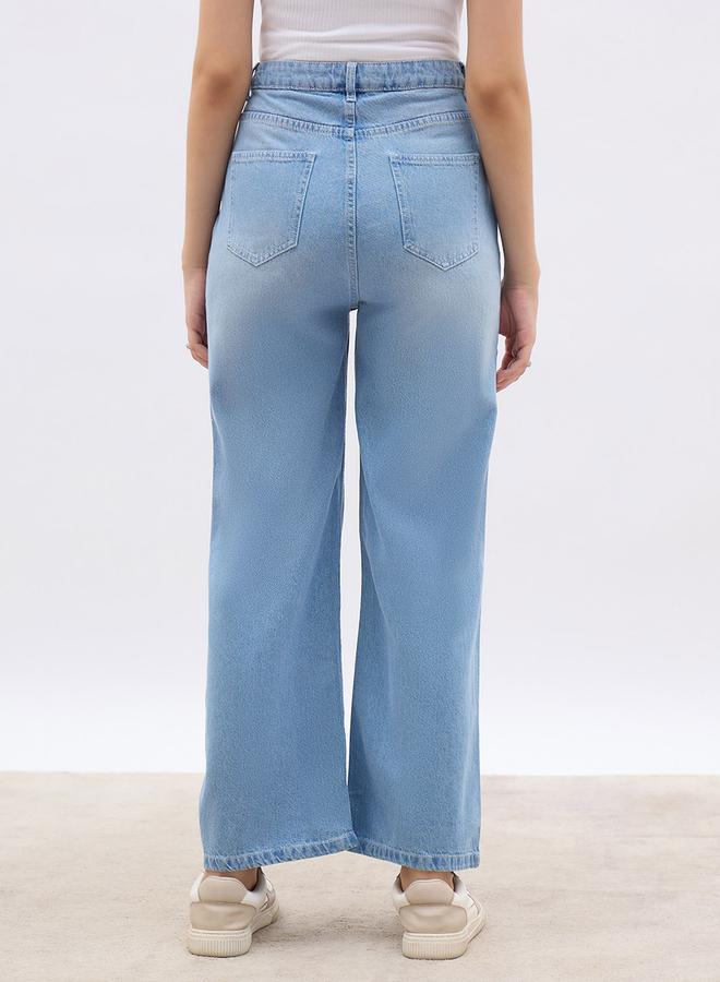 Styli Women High Rise Faded Wide Leg Jeans - Image 4