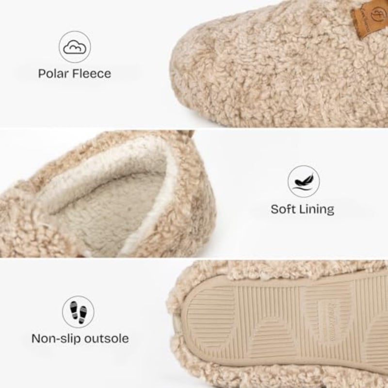 شبشب EverFoams نسائي ناعم مجعد كامل من الإسفنج الذكي خفيف الوزن، حذاء مريح مع بطانة من الصوف القطبي - Image 5