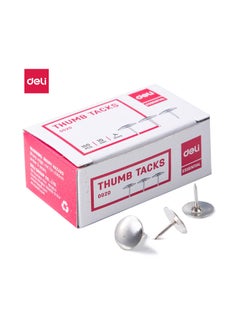 Deli E0020 Thumb Tacks - 10mm, 3/8", Silver  - Image 1