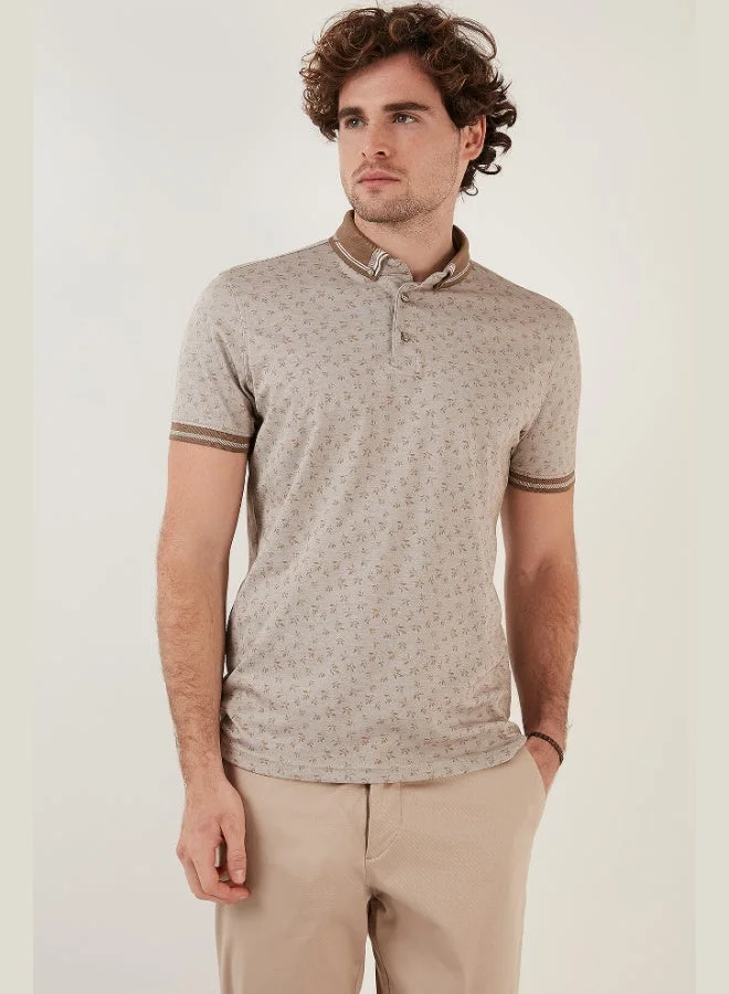 Buratti  Buratti Cotton Blend Patterned Slim Fit Polo Collar T Shirt Men's Polo Collar T-Shirt 646B3280 for Men | Best Price UAE