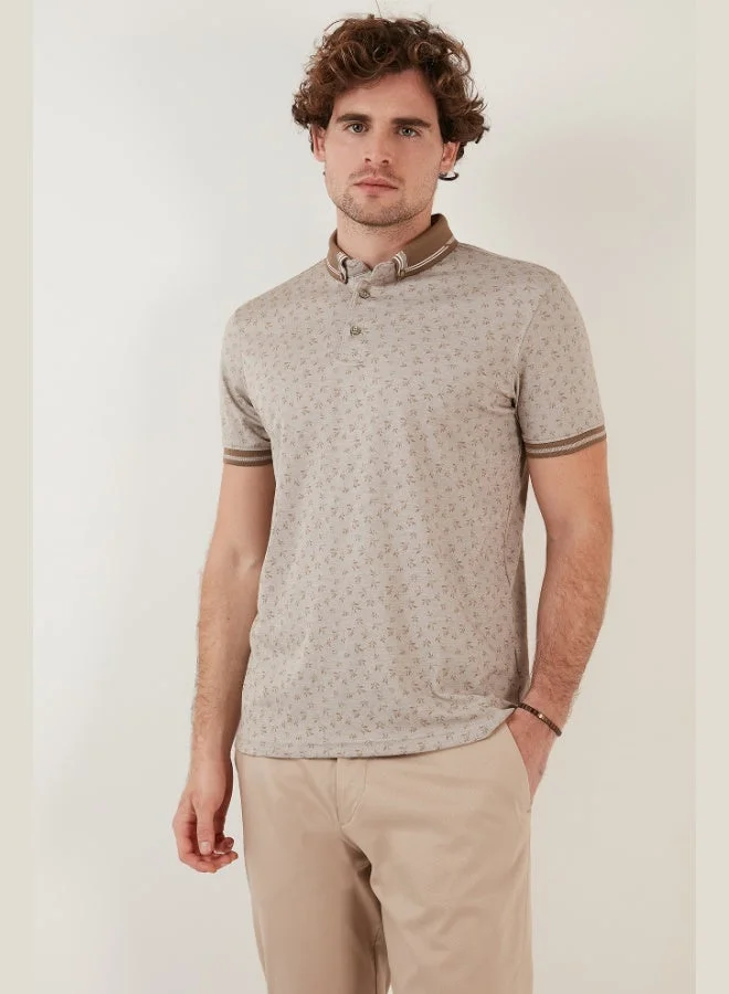 Buratti Cotton Blend Patterned Slim Fit Polo Collar T Shirt Men's Polo Collar T-Shirt 646B3280