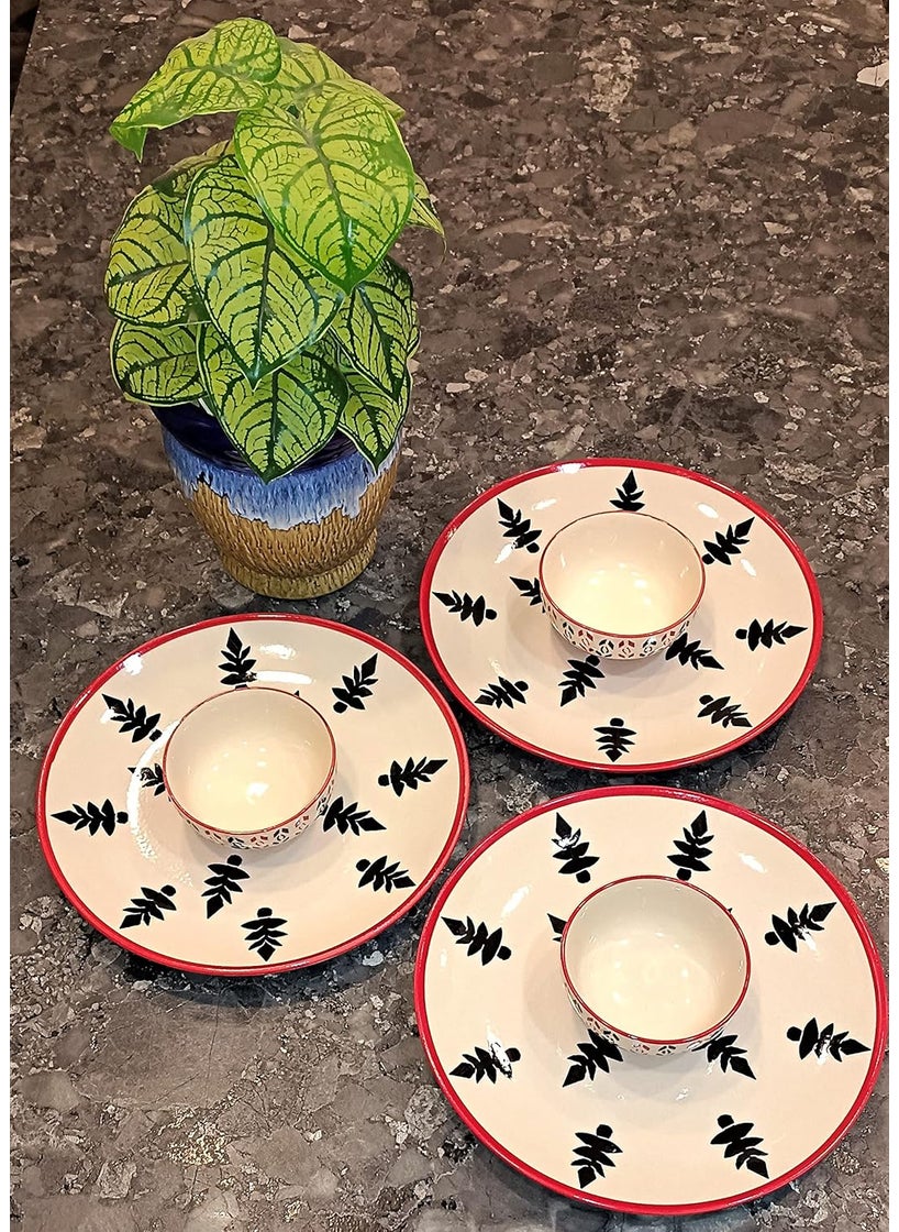 Caffeine Caffeine Ceramic Handmde White & Black Christmas Tree Combo Dinner Set (Set of 6)  - Image 2