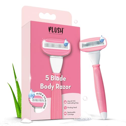 Plush 5 Sweden Steel Blade Body Razor for Woman | Reusable Body Razor with Aloe Vera Lubricating Strip | Pivoting Head | Irritation-Free, Easy & Safe, No Bumps | Ideal for All Skin Types - Image 1
