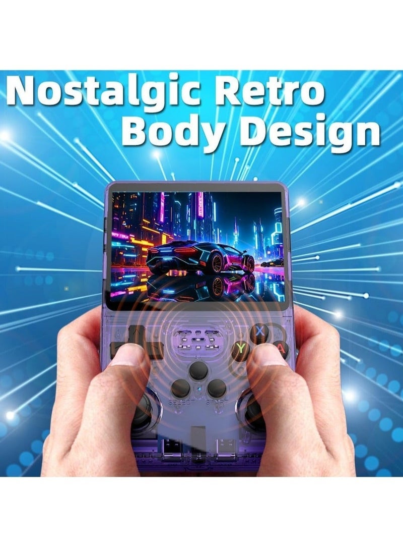 ELTRAZONE R36S Handheld Retro Gaming Console Linux System with 128G TF Card, Preloaded with 15000+ Games, Retro Video Game Console 3.5-inch IPS Screen (Purple 128G)  - Image 4
