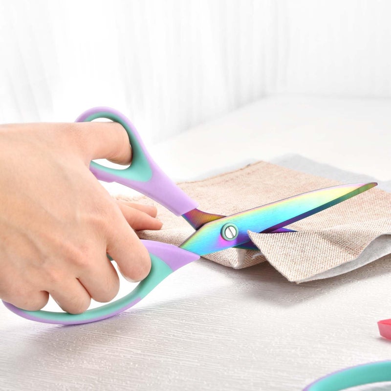 Zicolu Craft Scissors Set of 3 pack, Sharp Rainbow Titanium Coating All Purpose Scissors, Ergonomic Semi-Soft Rubber Grip, Suitable for School, Office and Household Use, 9.2''/8.5''/5.6" - Image 5