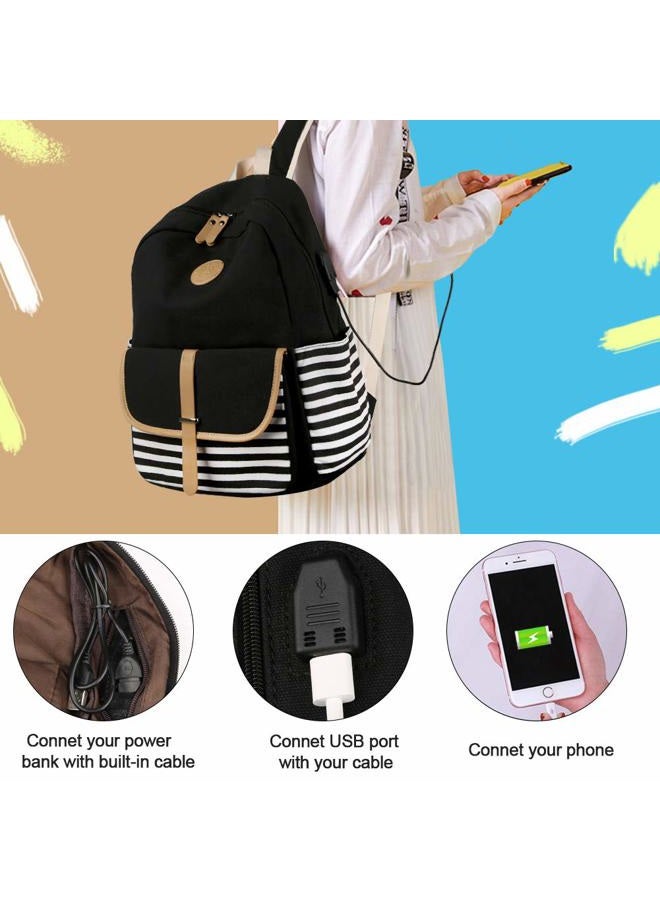 SCIONE Backpacks for Women Teen Girls,Large Capacity BookBag with USB Charger Port,Canvas Backpack-Back School Gift for Girls - Image 4