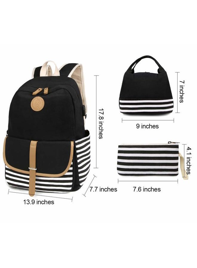 SCIONE Backpacks for Women Teen Girls,Large Capacity BookBag with USB Charger Port,Canvas Backpack-Back School Gift for Girls - Image 2