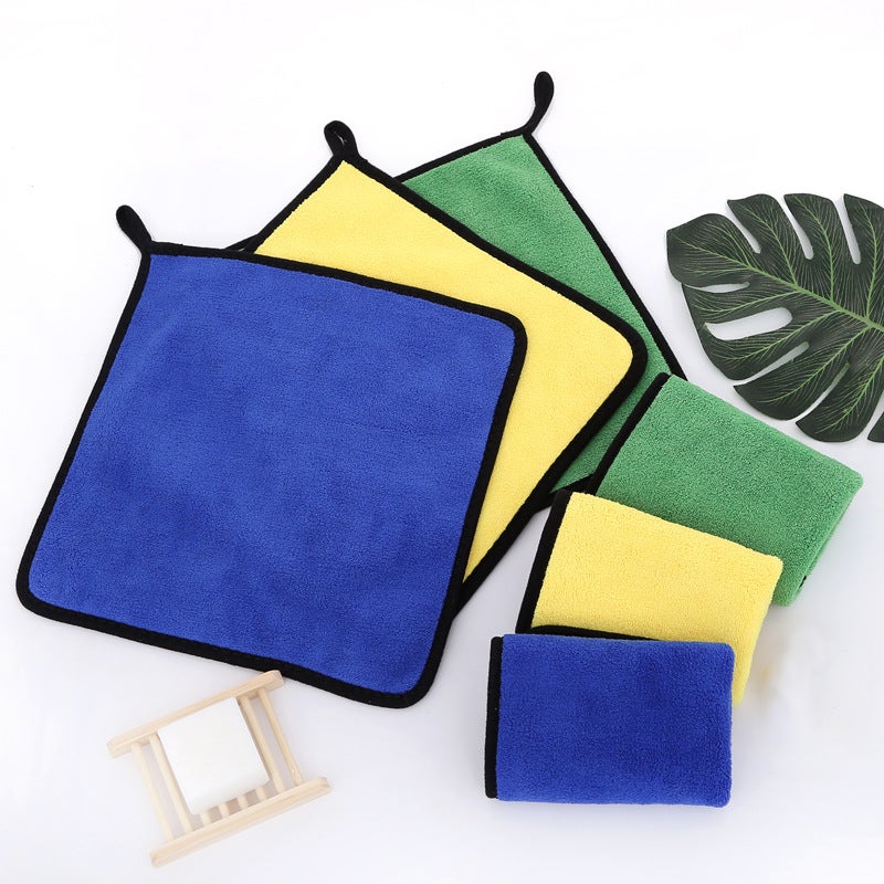 Coral Fleece Car Wash Towel Housekeeping Cleaning Cloth Double-Sided Thickened Settable Logo Car Beauty Car Towel - Image 5