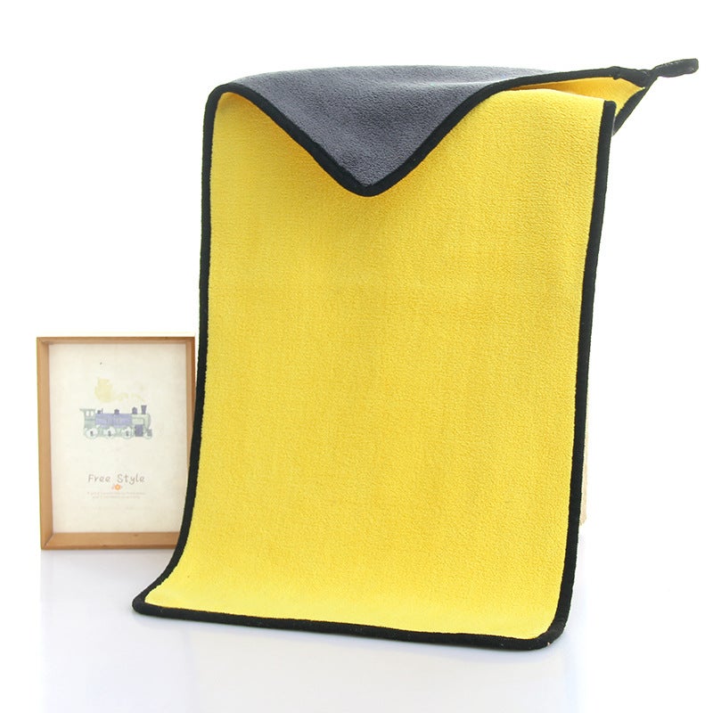 Coral Fleece Car Wash Towel Housekeeping Cleaning Cloth Double-Sided Thickened Settable Logo Car Beauty Car Towel - Image 1