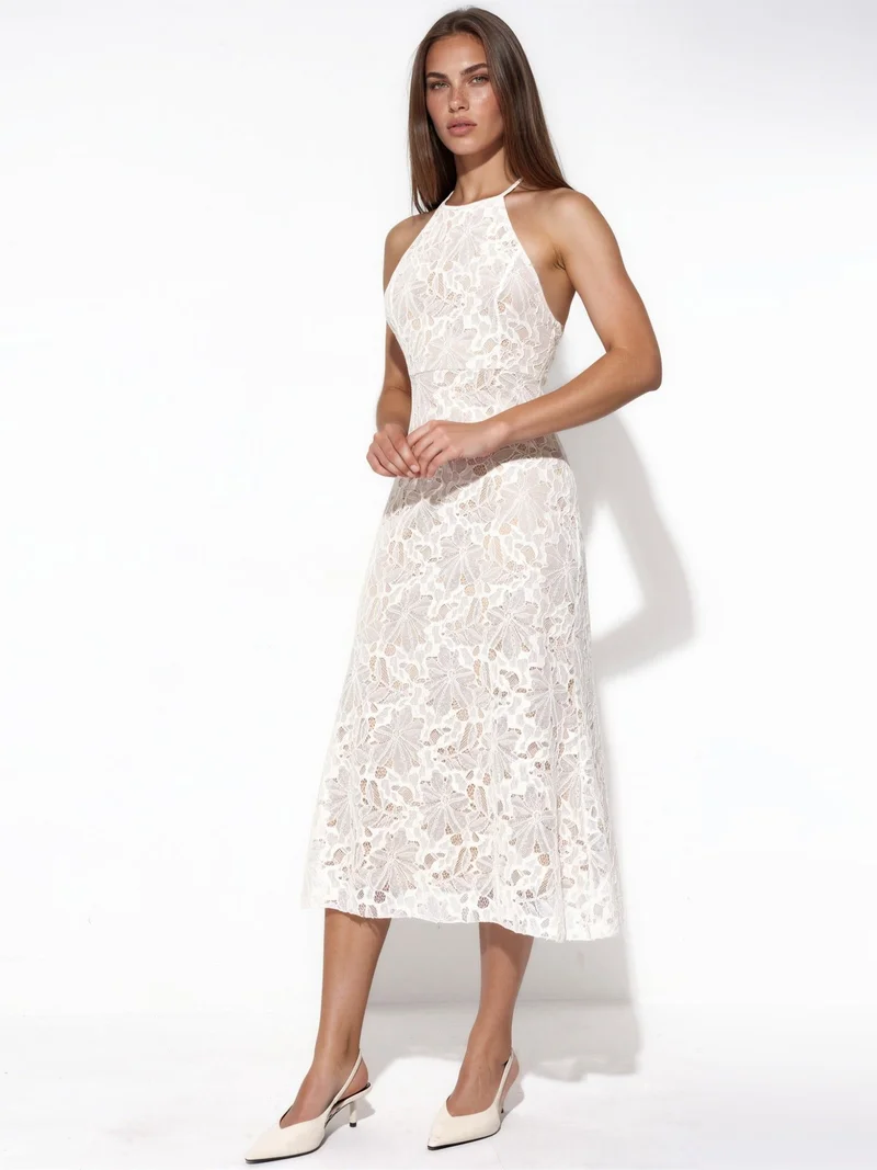 هيكاب Halter Neck Lace Midi Dress