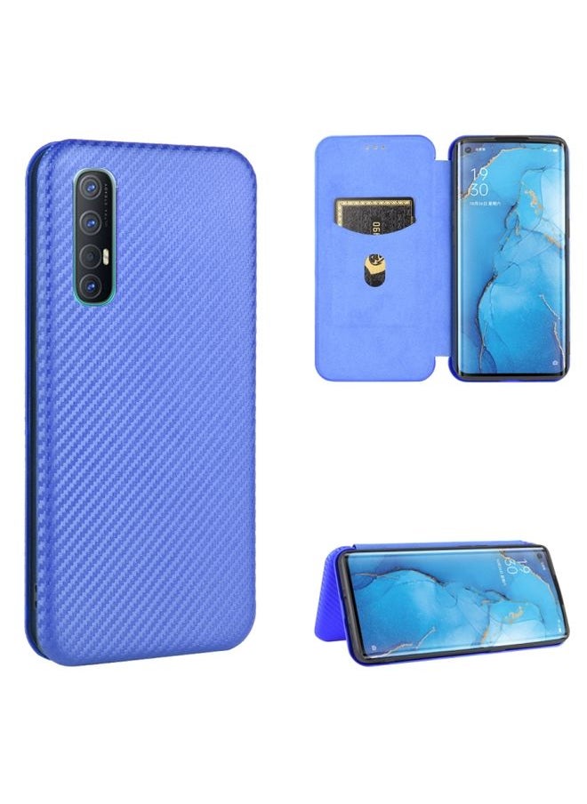 HuHa Case Cover For OPPO Reno3 Pro 5G / Find X2 Neo Carbon Fiber Texture Horizontal Flip TPU + PC + PU Leather Case with Card Slot Blue 