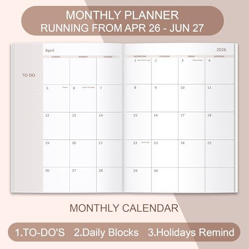 Getvow 2026-2027 Monthly Planner - 15 Months Calendar from April 2026 - June 2027, Monthly Planner 2026-2027 Easy to Organize Your Daily Life, 7" x 10", Blue Watercolor - Image 2