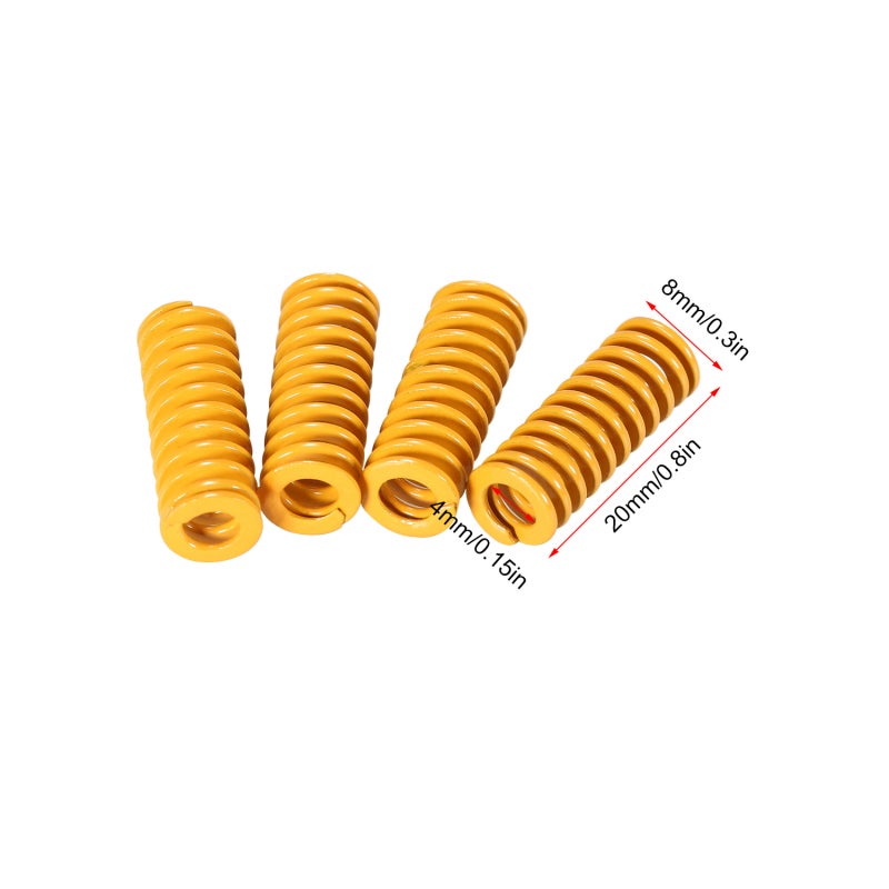 3D Printer Upgrade Kit: 4pcs Yellow Steel Compression Spring - High Hardness Fatigue Resistance Heated Bed Leveling for I3 3D Printer Such As Anet A8 Ender 3 - Image 2