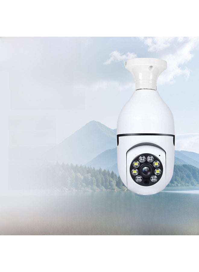 Generic - A6 Bulb Camera 360 Degree Intelligent Intercom Monitoring Security Remote Wireless Wifi Bulb E27 Camera-Color:White HD Dual-light Full Color +64G Memory Card + Card Reader - Image 1