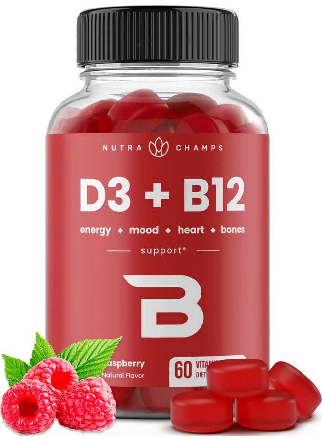 NutraChamps NutraChamps Vitamin D3 & B12, Methyl B12 Gummies for Adults & Kids, Enhanced with Vitamin D 3 & B9 Vitamin Folate, Natural Energy, Mood, Metabolism & Focus, Raspberry, 60 Gummies - Image 1