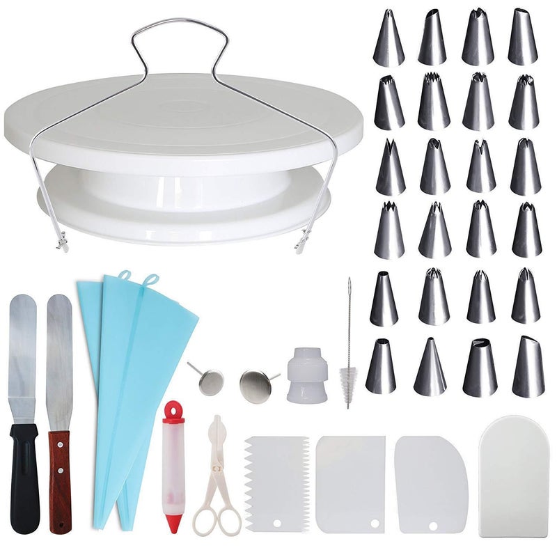 52-Piece Cake Turntable Cake Pastry Nozzle Pastry Bag Cream Pastry Cookie Tool - Image 3