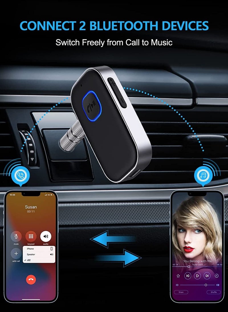 Bluetooth 5.0 Receiver for Car Noise Cancelling Bluetooth AUX Adapter Bluetooth Music Receiver for Home Stereo Wired Headphones Hands Free Call 16H Battery Life - Image 4