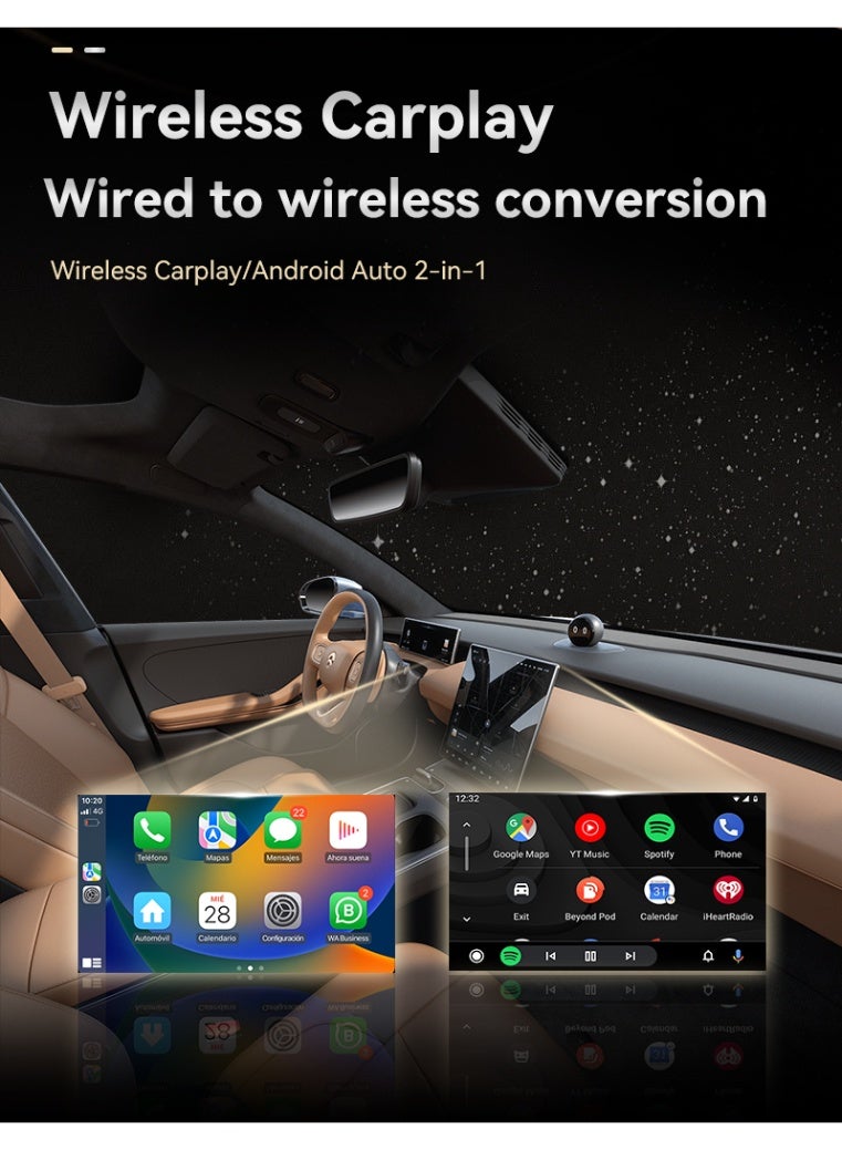 TUNKE 2-in-1 Wireless CarPlay & Android Auto Adapter for Cars – Plug & Play USB Dongle, 5G WiFi & Bluetooth 5.0 Converter, Voice Control, Convert Wired CarPlay to Wireless - Image 4