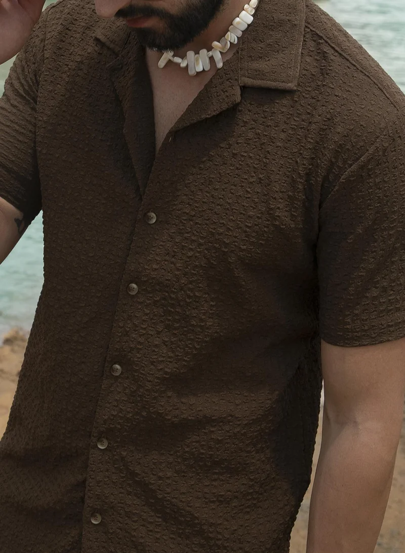 Campus Sutra Men's Chocolate Brown Crease-Box Co-Ord Set