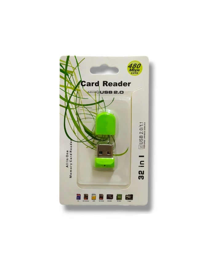 ماركة غير محددة - قارئ بطاقات الذاكرة الخارجية مايكرو اس دي (T-Flash) USB 2.0 لون اخضر - Image 1
