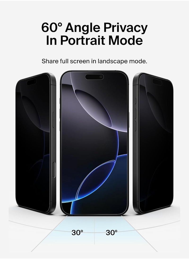 MOCOM [3pack] iPhone 16 Pro Max Privacy Screen Protector [6.9 Inch] – 9H Tempered Glass, Anti-Spy, Anti-Fingerprint, Bubble-Free, Full Coverage, Case-Friendly, Ultra Tough Drop & Scratch Protection  - Image 2