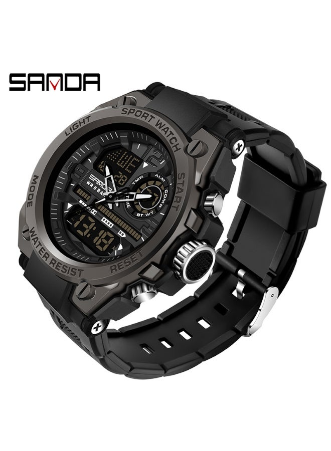 Sanda Men's Watches Sports Outdoor Waterproof Watch Date Multi Function Tactics LED Alarm Stopwatch - Image 1
