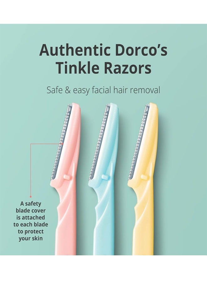 Tinkle 3 Piece Eyebrow Razor Kit, Eyebrow Trimmer Dermaplaning Tool for Safe and Easy Facial Hair Removal for Women, with Stainless Steel Safety Cover for Sensitive Skin - Image 3