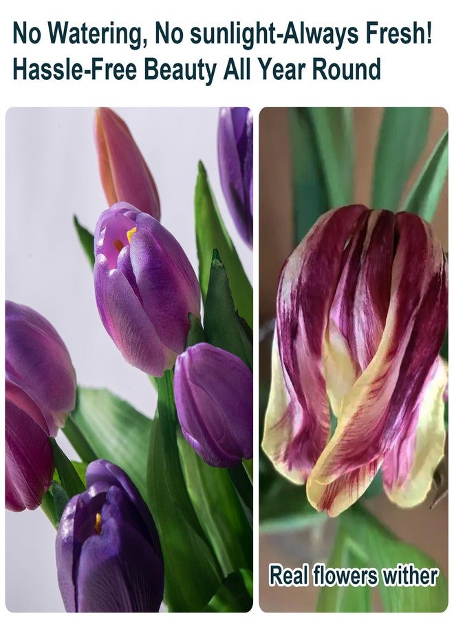 Bailikang 20PCS Fake Tulips Artificial Tulip Silk Flowers Fake PU Bouquet Artificial Flowers Faux Flowers with Gift Box Soft Faux Tulips Bouquets Arrangements for Party Wedding Home - Image 5