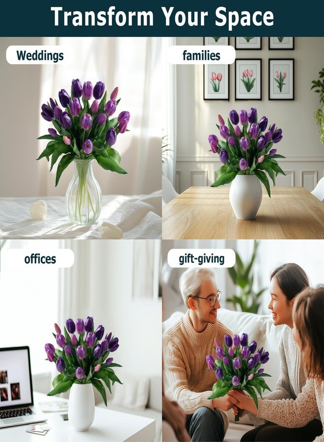 Bailikang 20PCS Fake Tulips Artificial Tulip Silk Flowers Fake PU Bouquet Artificial Flowers Faux Flowers with Gift Box Soft Faux Tulips Bouquets Arrangements for Party Wedding Home - Image 4