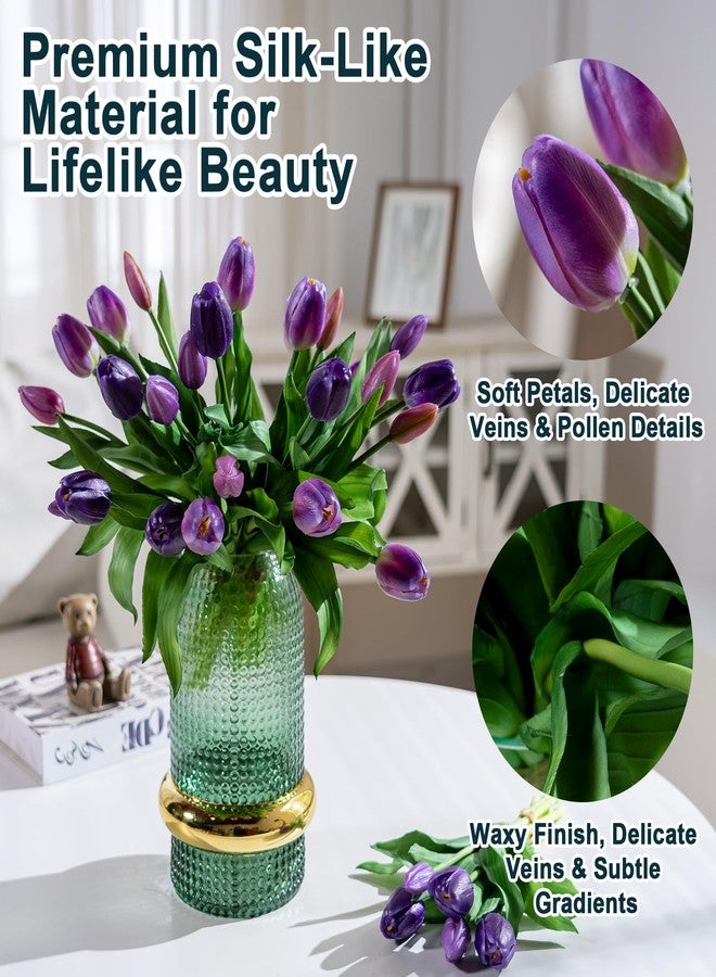 Bailikang 20PCS Fake Tulips Artificial Tulip Silk Flowers Fake PU Bouquet Artificial Flowers Faux Flowers with Gift Box Soft Faux Tulips Bouquets Arrangements for Party Wedding Home - Image 2