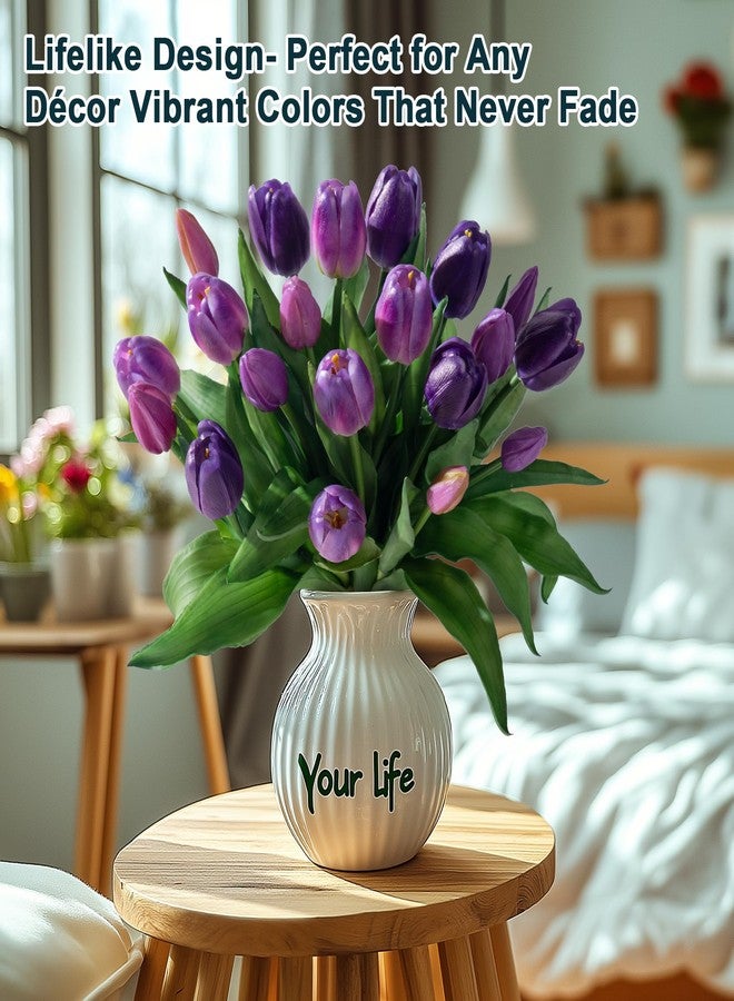 Bailikang 20PCS Fake Tulips Artificial Tulip Silk Flowers Fake PU Bouquet Artificial Flowers Faux Flowers with Gift Box Soft Faux Tulips Bouquets Arrangements for Party Wedding Home - Image 3