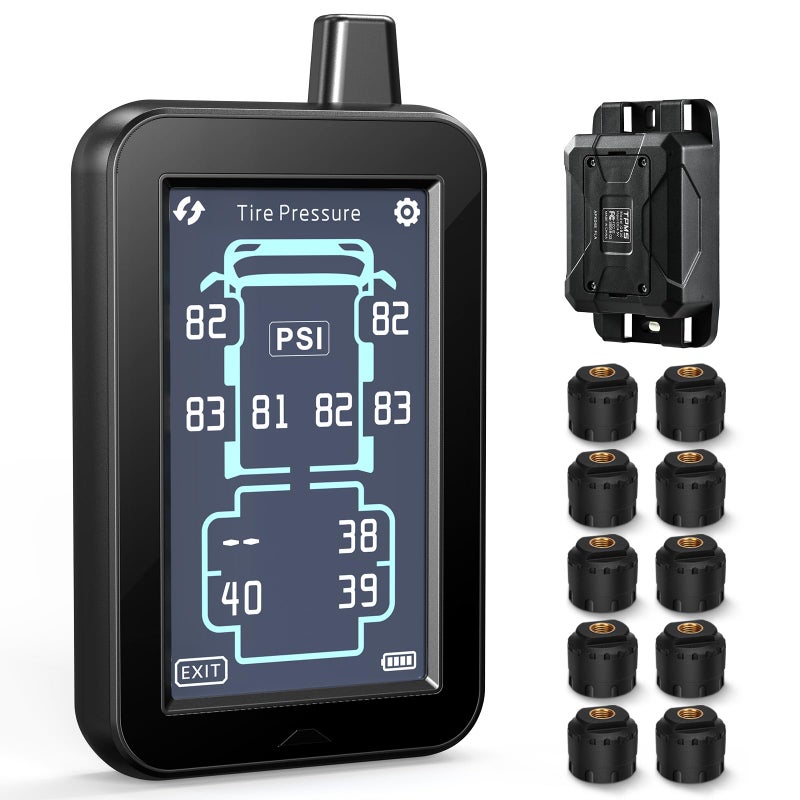 GUTA RV Tire Pressure Monitoring System Tire Pressure Monitor System with 43 Touchscreen Color LCD Display TPMS with 10 Sensors 6 Alarm Modes Signal Booster 0188PSI for RVTrailer5th Wheel - Image 3